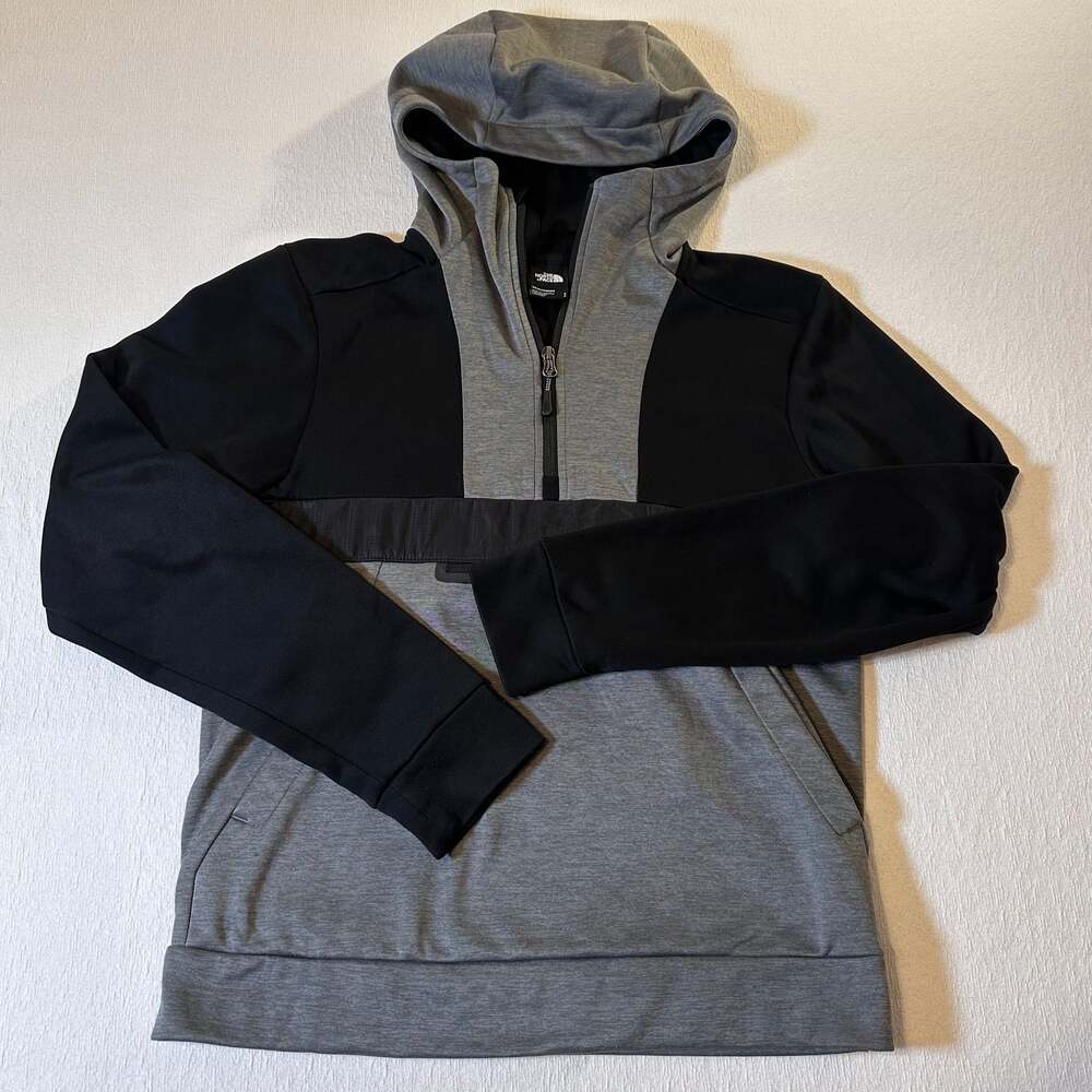 The North Face Mens Small Mountain Athletics 1/4 Zip Hoodie Grey/Black - Picture 2 of 14
